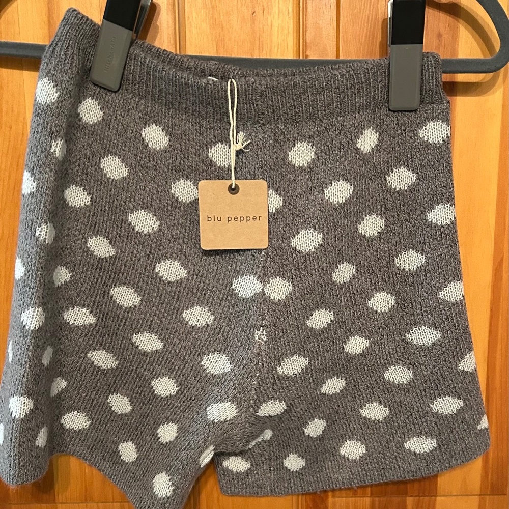 NWT Anthropologie Blu Pepper Knit Shorts S Polka Dot